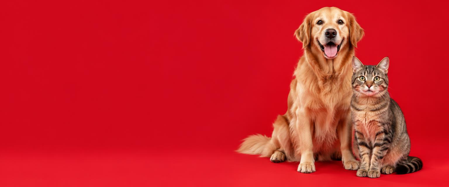 Un perro golden retriever y un gato, los protagonistas de NODO.PET